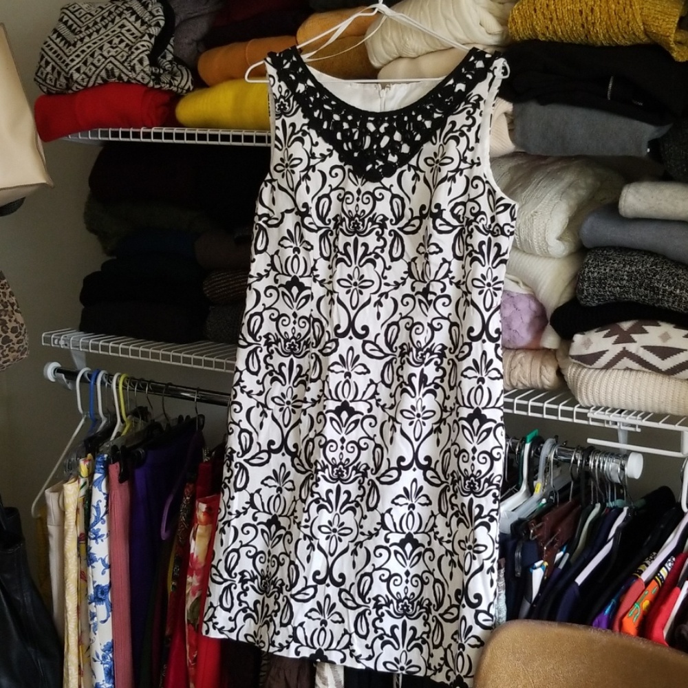 Art in a black and white dress